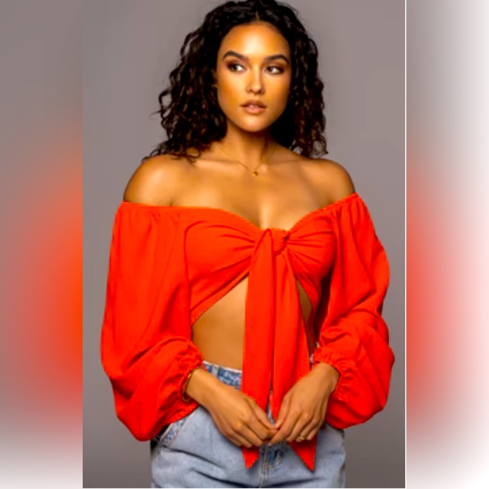 Orange Raelle Crop Top by Jluxlabel